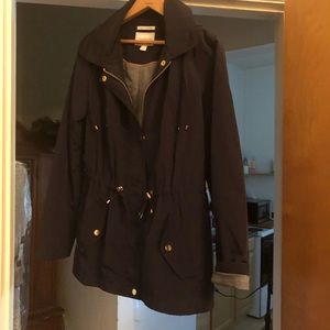 Charter Club water resistant jacket. Navy Blue with white pinstripe lining.